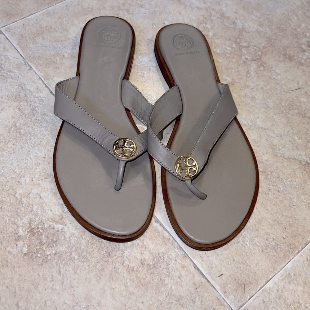 Tory Burch Gray Miller Thong Sandals